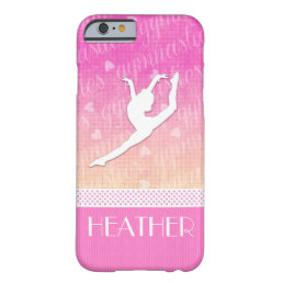 Pink Gradient Passionate Gymnastics with Monogram Barely There iPhone 6 Case