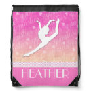 Pink Gradient Passionate Gymnastics with Monogram Drawstring Bag Pink Gradient Passionate Gymnastics with Monogram Drawstring Bag