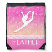 Pink Gradient Passionate Gymnastics with Monogram Drawstring Bag Pink Gradient Passionate Gymnastics with Monogram Drawstring Bag
