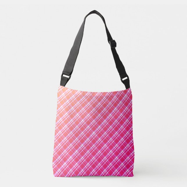 Pink Gradient Plaid Crossbody Bag (Front)