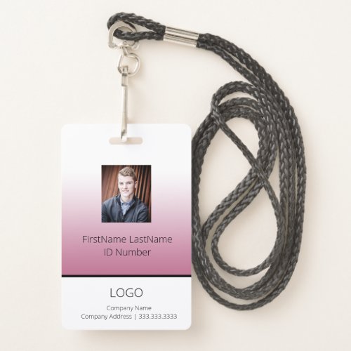 Pink Gradient Professional Employee ID Badge