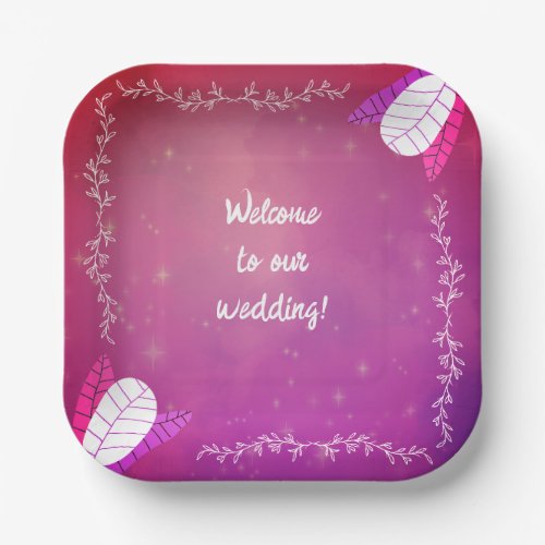 Pink gradient sparkly paper plates