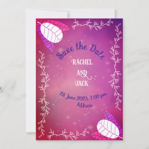 Pink gradient sparkly save the date