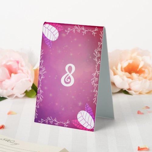 Pink gradient sparkly table tent sign