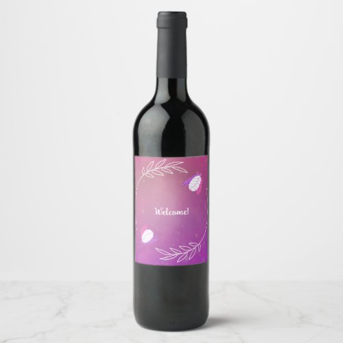 Pink gradient sparkly wine label