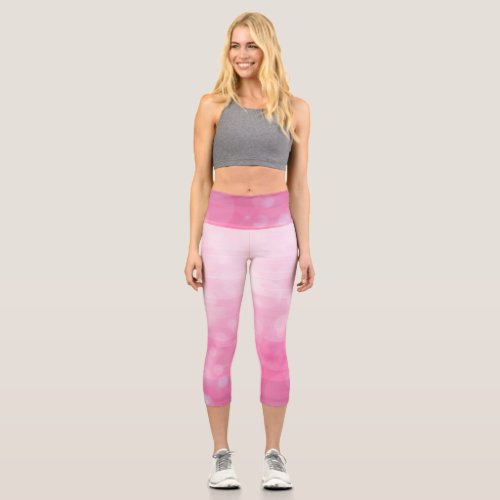 Pink Gradient Stripes Faded    Capri Leggings