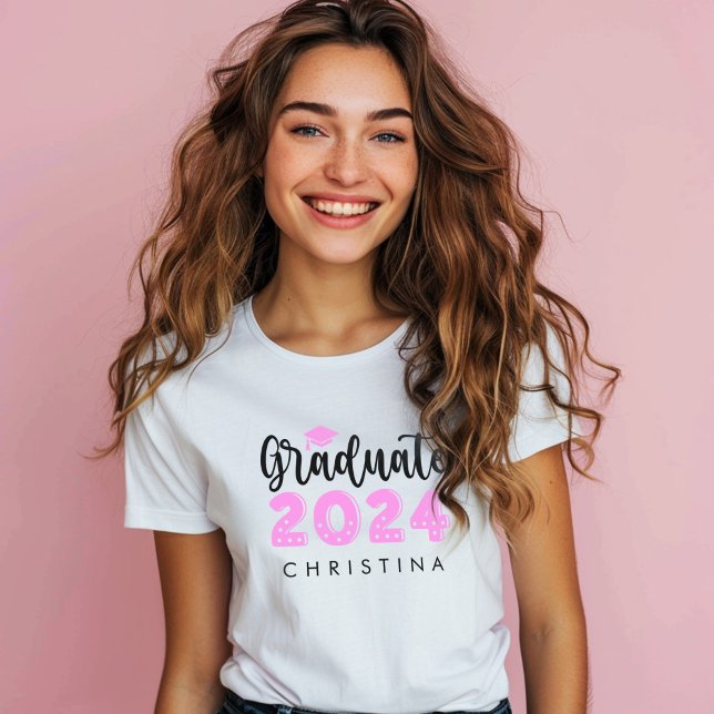 Pink Graduate Class Of 2024 High School Graduation T-Shirt (Pink Graduate Class Of 2024 High School Graduation T-Shirt)