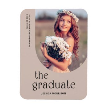 Pink Graduate Minimalist Arch Grad Announcement Magnet by dulceevents at Zazzle