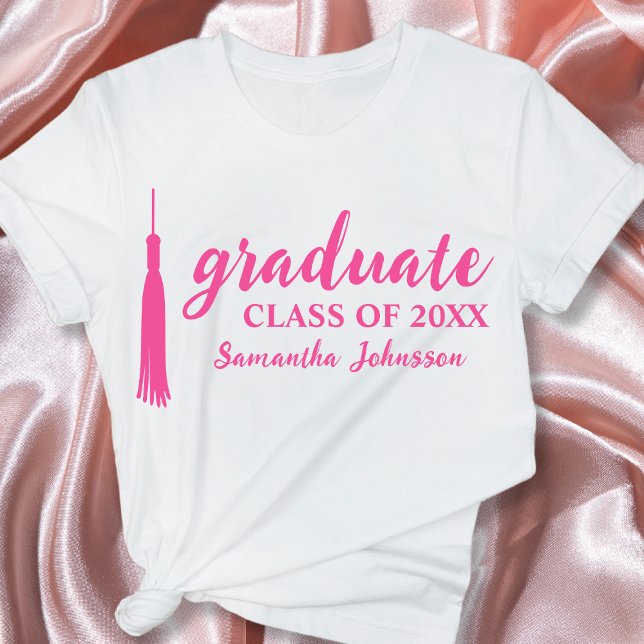 Pink Graduate Name Personalized 2024 Graduation T-Shirt (Pink Graduate Name Personalized 2024 Graduation T-Shirt)