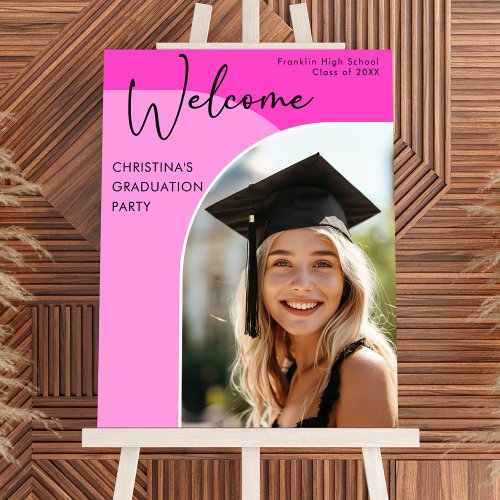 Pink Graduate Photo Graduation Party Welcome Sign