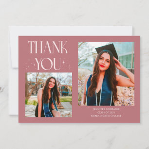 Pink Graduate Thank You 2-Photo Announcement