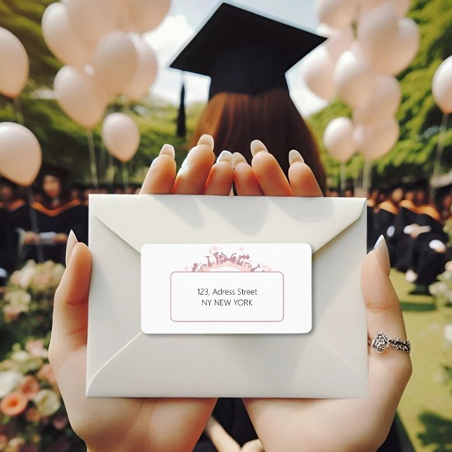 Pink Graduates silhouette Envelope Label (Creator Uploaded)