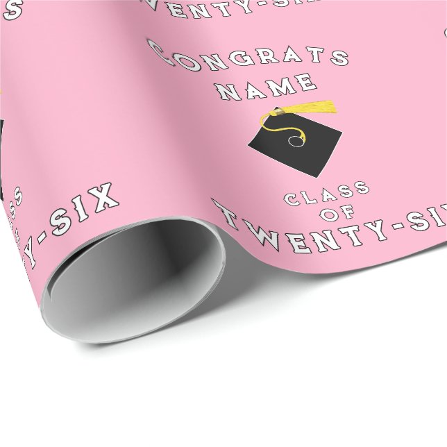 Pink Graduation 2026 Gift Wrapping Paper (Roll Corner)