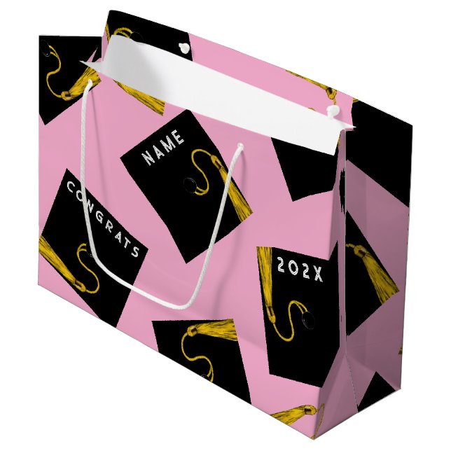 Pink Graduation 2026 Large Gift Bag (Front Angled)