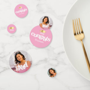 Pink graduation 3 photo bold modern typography confetti