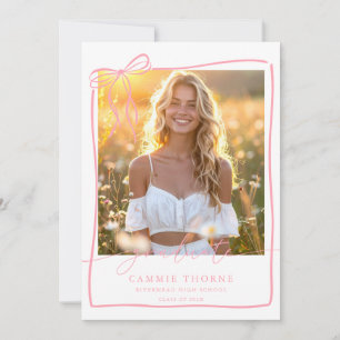 Pink Graduation Announcement Card Photo Grad Party