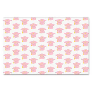 Pink Graduation Cap w/ White Background Gift Tissue Paper