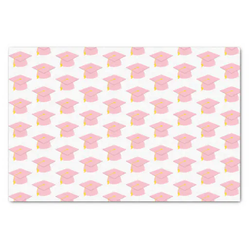 Pink Graduation Cap w/ White Background Gift Tissue Paper