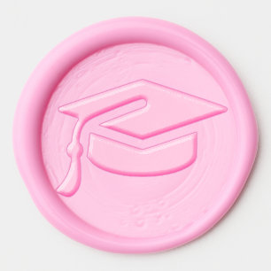Pink Graduation Cap Wax Seal Sticker