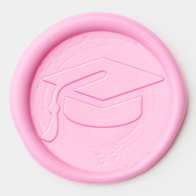 Pink Graduation Cap Wax Seal Sticker (Front)