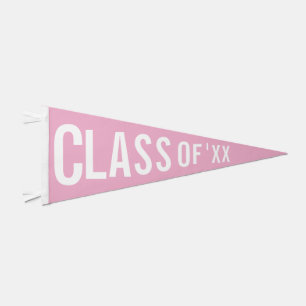 Pink Graduation Class Of 2026 Custom Pennant Flag