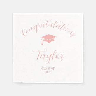 Pink Graduation Class of 2026 Napkins
