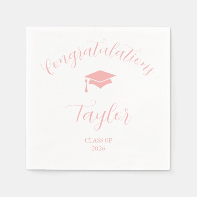 Pink Graduation Class of 2026 Napkins (Front)