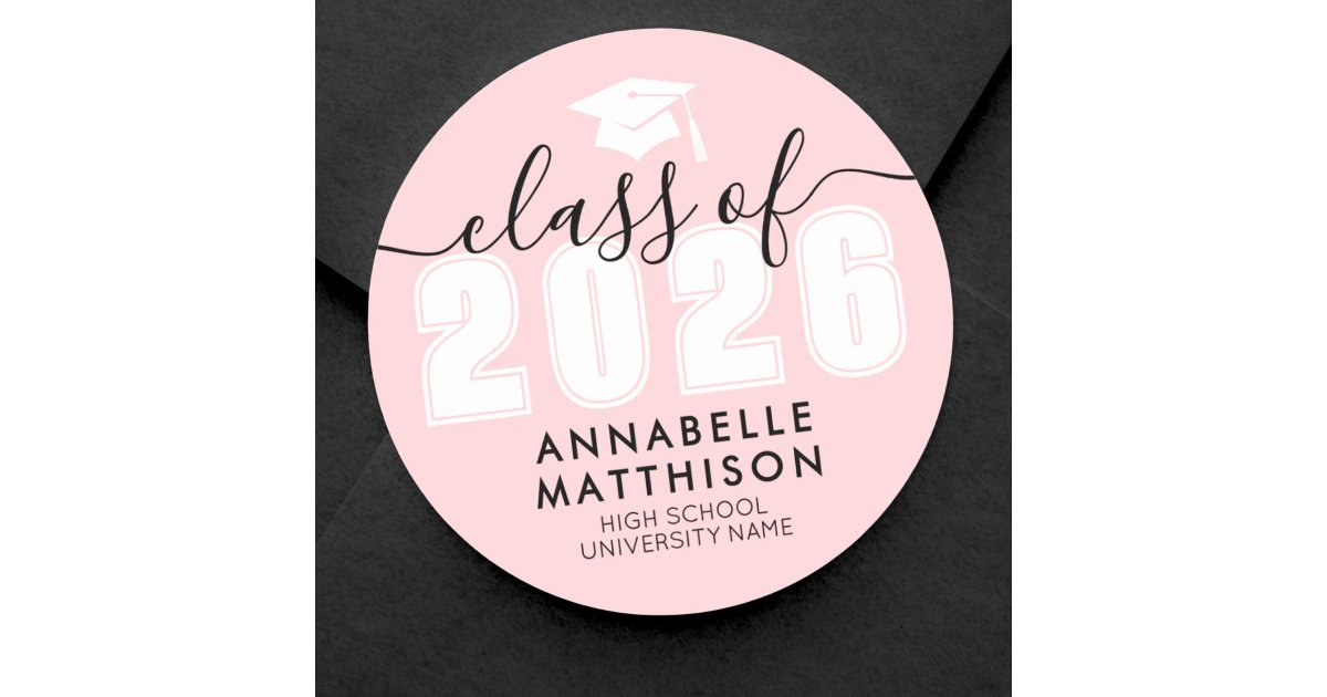 Pink Graduation Classic Round Sticker | Zazzle