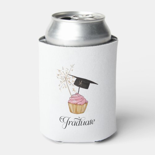 Pink Graduation Cupcake Graduate Can Cooler