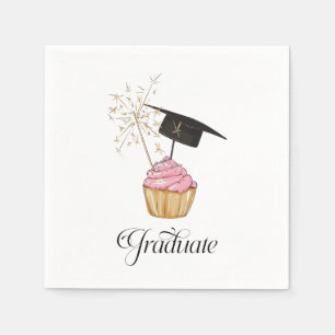 Pink Graduation Cupcake Graduate Napkins