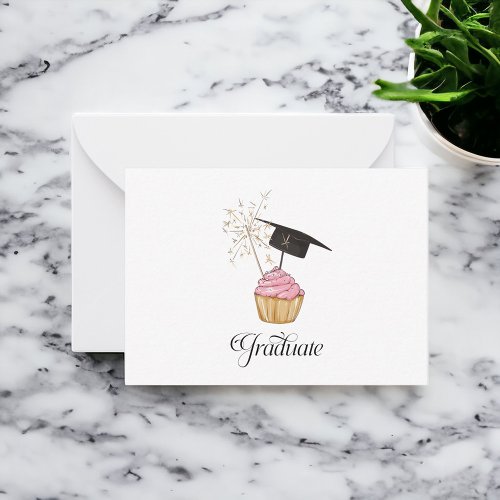 Pink Graduation Cupcake Graduate Note Card