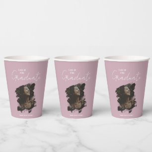 Pink Graduation Customizable Photo and Text Paper Cups