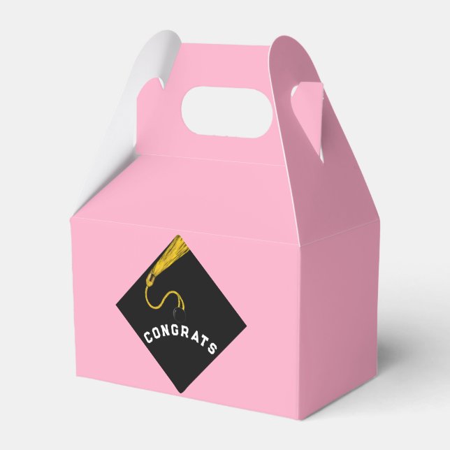 Pink Graduation Favor Boxes (Front Side)