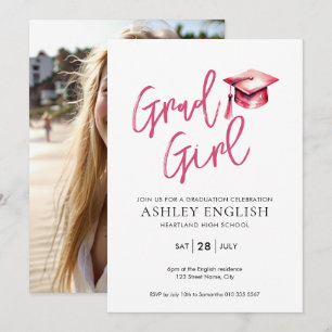 Pink Graduation Invitation - Grad Girl