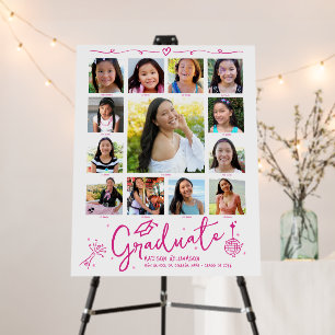 Pink Graduation K–12 Photo Collage Doodles White Foam Board