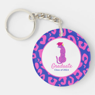 Pink Graduation Leopard Keepsake Keychain