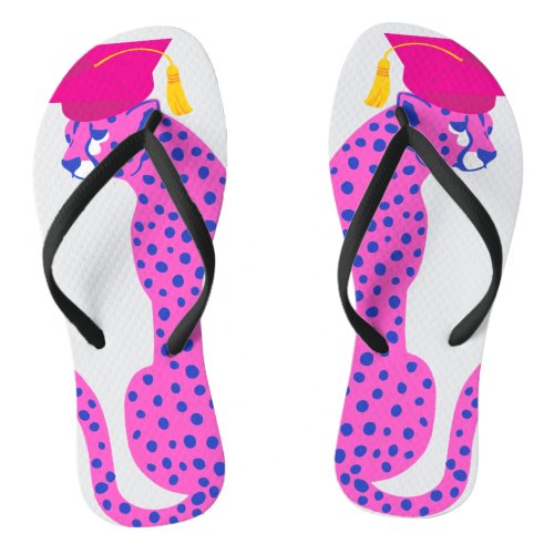 Pink Graduation Leopard Pair of Flip Flops