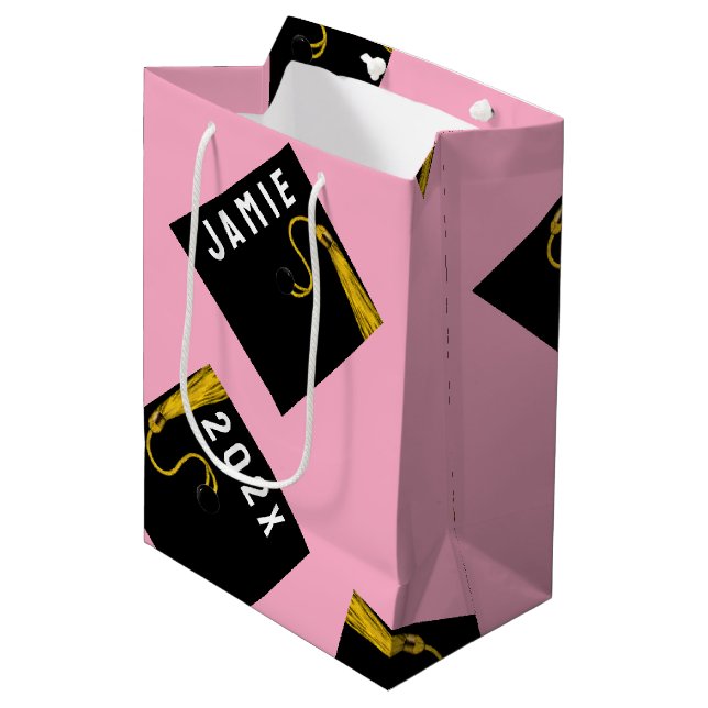Pink Graduation Medium Gift Bag (Front Angled)