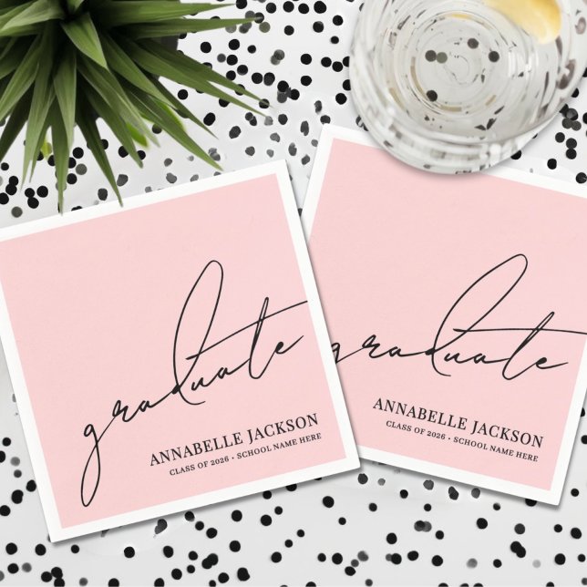 Pink Graduation Napkins (Pink Graduation Napkins)