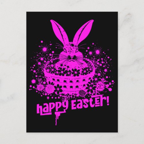 Pink Graffiti Easter Bunny Postcard