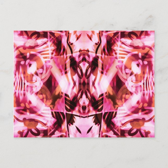 Pink graffiti pattern postcard (Front)