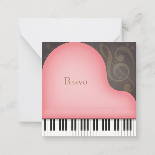 Pink Grand Piano Custom Mini Note Card (Front)