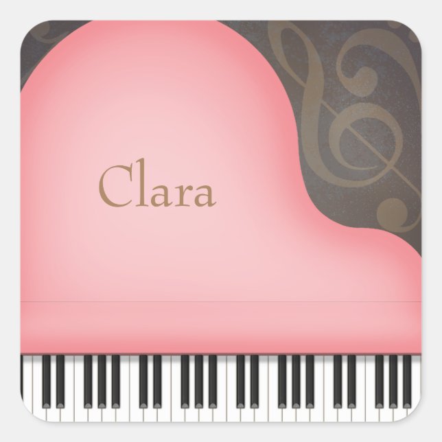 Pink Grand Piano Custom Name Stickers (Front)