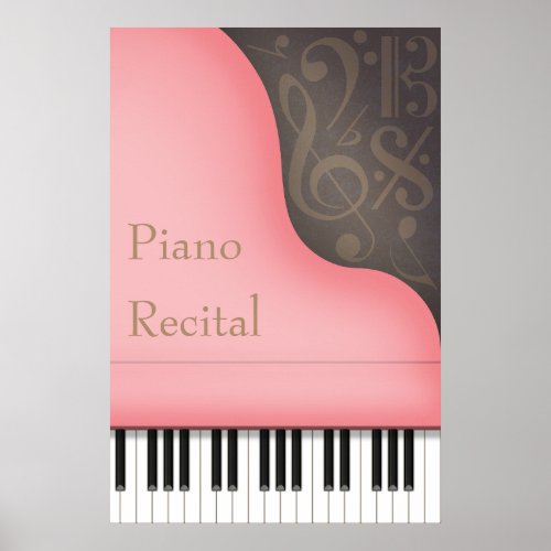 Pink Grand Piano Customizable Concert or Recital  Poster