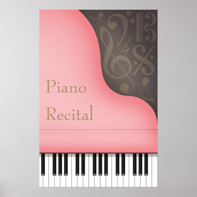 Pink Grand Piano Customizable Concert or Recital  Poster (Front)