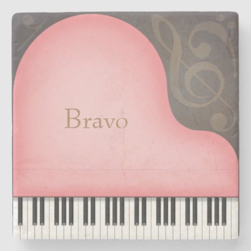 Pink Grand Piano Fairytale Style Music Stone Coaster