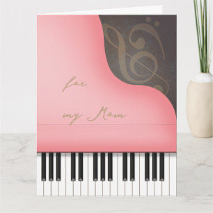 Pink Grand Piano Mom or Grandma Custom Large Card