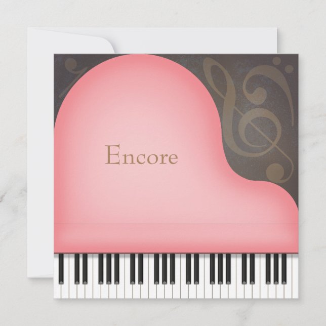 Pink Grand Piano Personalized Note Card (Front)