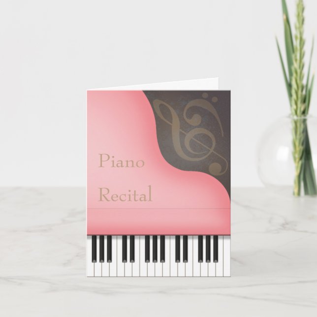 Pink Grand Piano Personalized Piano Recital Invitation (Front)