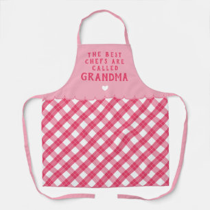 Pink Grandma Best Chef Heart & Plaid Apron